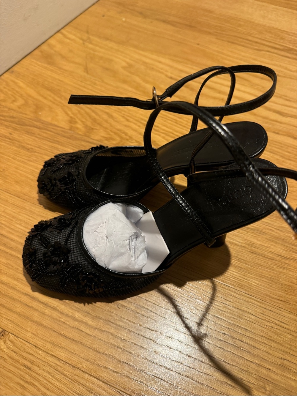 Cynthia Rowley Black Beaded Slingback Heels - Picture 2 of 3